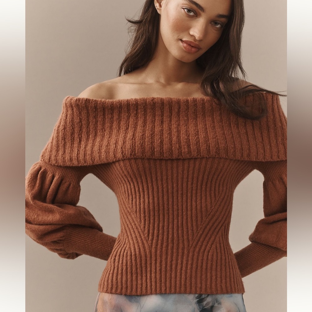 *By Anthropologie The Tessa Off The Shoulder Puff Sleeve Sweater